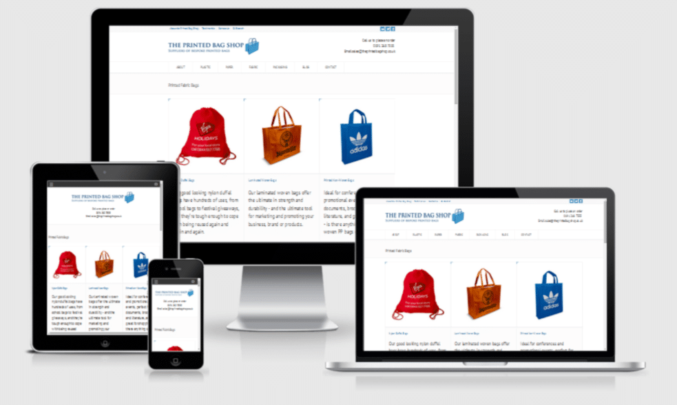 printed bag shop responsive website