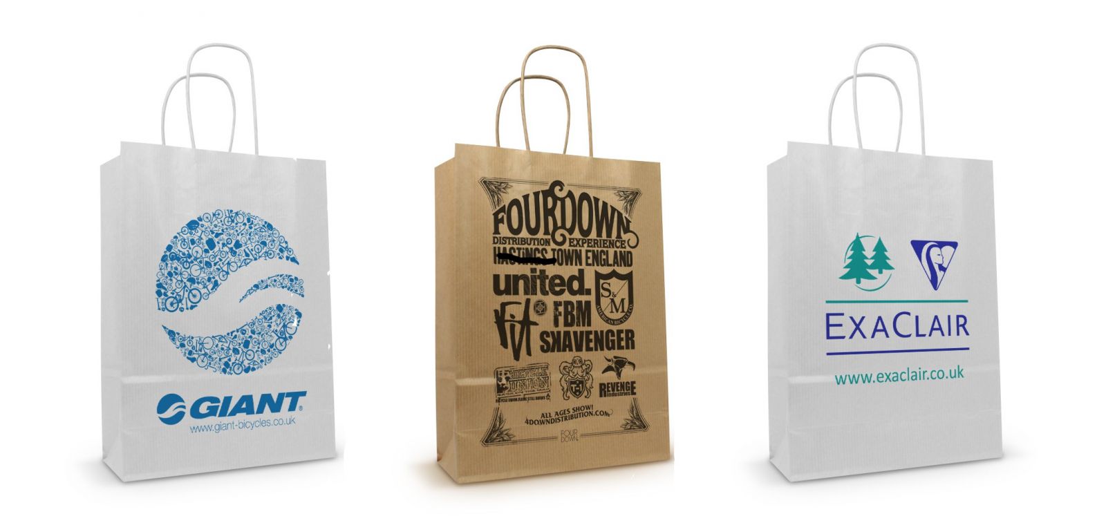 Twisted handle printed paper bags