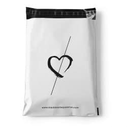 Black heart white and black mail bag