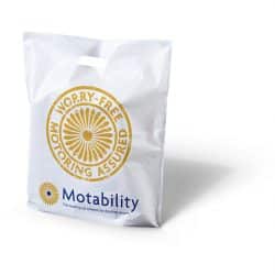 Motability white punched handle bag