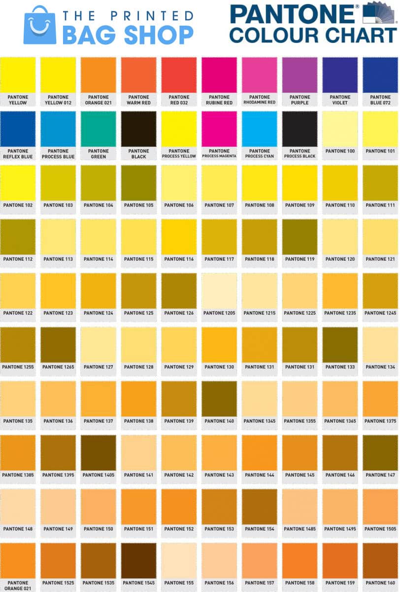 Pantone Color Chart Yellow/Brown