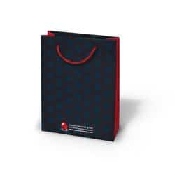 Support services group black and blue dotted paper bag